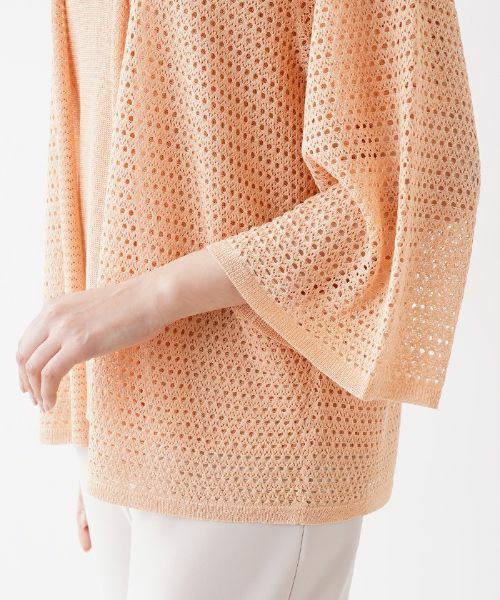 Leilian PLUS HOUSE / レリアンプラスハウス カーディガン・ボレロ | 透かし編み7分袖トッパーカーディガン | 詳細11