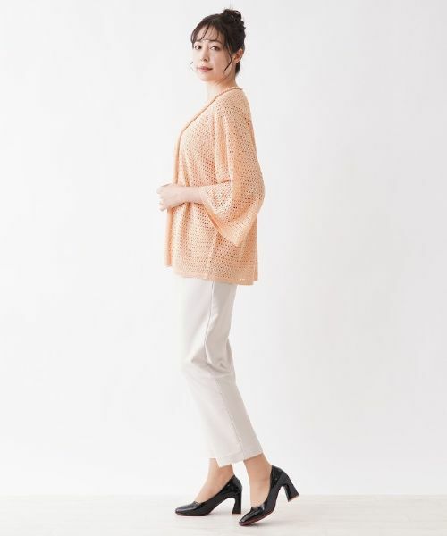 Leilian PLUS HOUSE / レリアンプラスハウス カーディガン・ボレロ | 透かし編み7分袖トッパーカーディガン | 詳細2