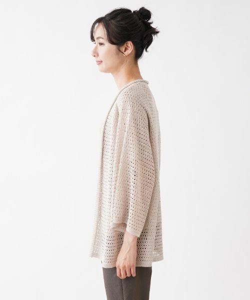 Leilian PLUS HOUSE / レリアンプラスハウス カーディガン・ボレロ | 透かし編み7分袖トッパーカーディガン | 詳細6