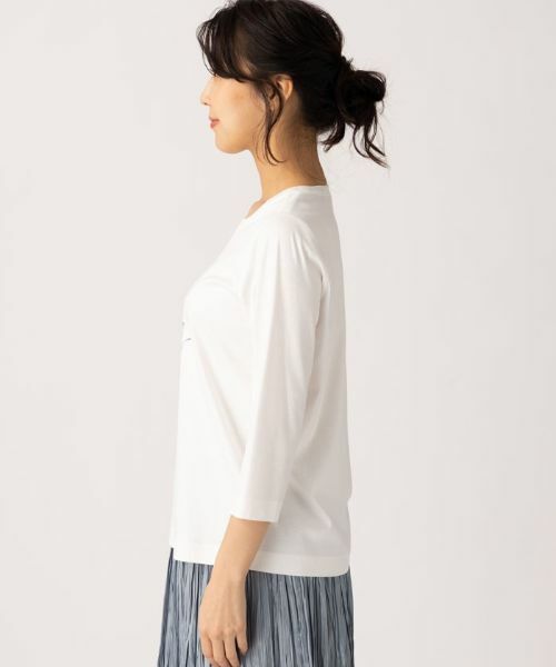 Leilian PLUS HOUSE / レリアンプラスハウス Tシャツ | 七分袖ロゴTシャツ | 詳細2