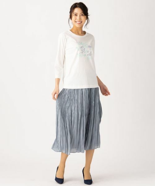 Leilian PLUS HOUSE / レリアンプラスハウス Tシャツ | 七分袖ロゴTシャツ | 詳細6