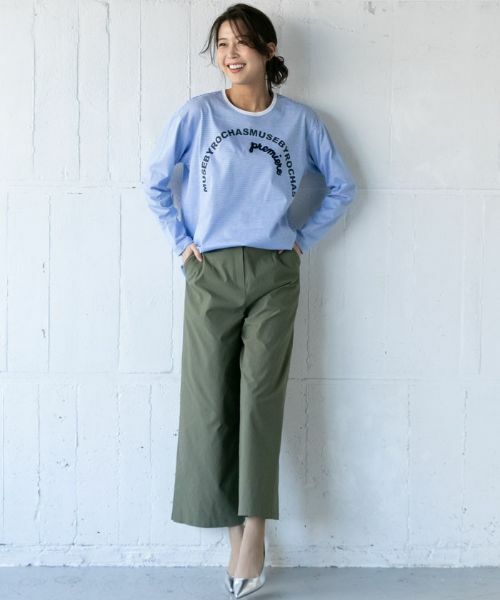 Leilian PLUS HOUSE / レリアンプラスハウス Tシャツ | ボーダー×ロゴＴシャツ【MUSE BY ROCHAS Premiere】 | 詳細1