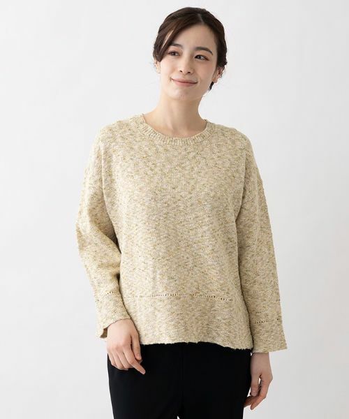 Leilian PLUS HOUSE / レリアンプラスハウス ニット・セーター | コットンクルーネックニットプルオーバー | 詳細1