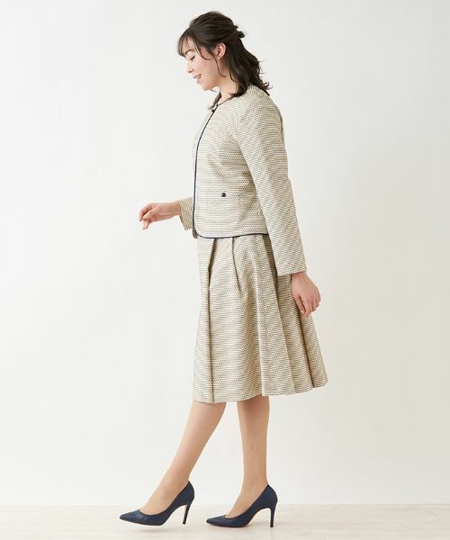 Leilian PLUS HOUSE / レリアンプラスハウス テーラードジャケット | 【セットアップ対応商品】パイピング総柄ジャケット | 詳細2