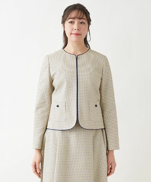 Leilian PLUS HOUSE / レリアンプラスハウス テーラードジャケット | 【セットアップ対応商品】パイピング総柄ジャケット | 詳細4