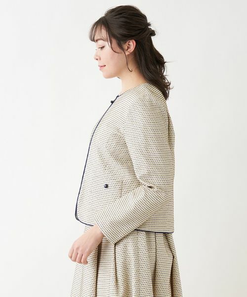 Leilian PLUS HOUSE / レリアンプラスハウス テーラードジャケット | 【セットアップ対応商品】パイピング総柄ジャケット | 詳細5