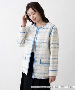 Leilian PLUS HOUSE / レリアンプラスハウス テーラードジャケット | ツイードノーカラージャケット