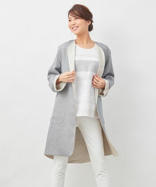 Leilian PLUS HOUSE / レリアンプラスハウス その他アウター | 一重仕立てのノーカラーコート | 詳細14