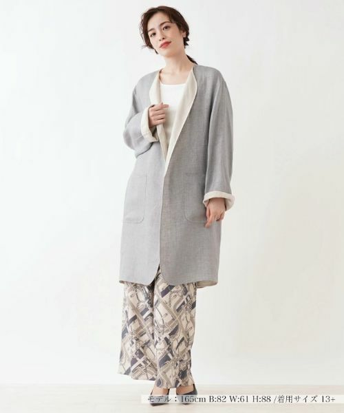 Leilian PLUS HOUSE / レリアンプラスハウス その他アウター | 一重仕立てのノーカラーコート | 詳細2