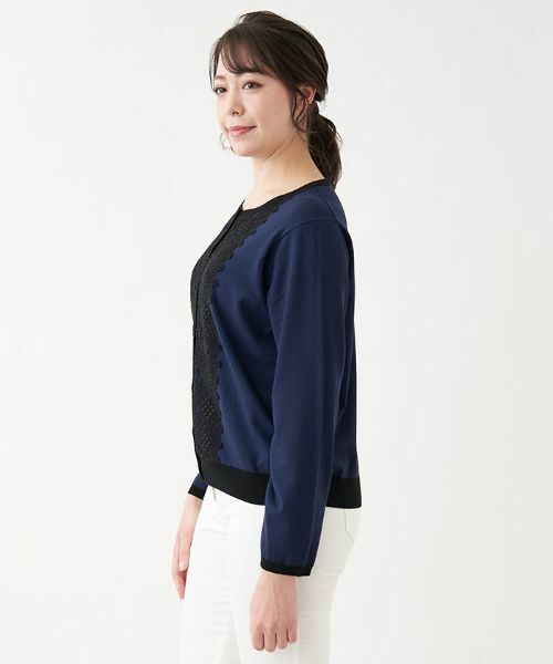 Leilian PLUS HOUSE / レリアンプラスハウス カーディガン・ボレロ | レースハイゲージニットカーディガン | 詳細2