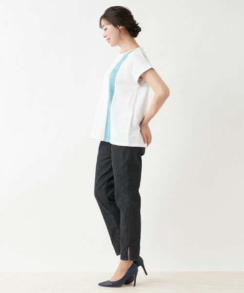 Leilian PLUS HOUSE / レリアンプラスハウス Tシャツ | 配色ラインＴ【HAND】 | 詳細2
