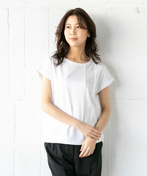 Leilian PLUS HOUSE / レリアンプラスハウス Tシャツ | 配色ラインＴ【HAND】 | 詳細5