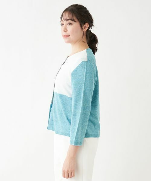 Leilian PLUS HOUSE / レリアンプラスハウス カーディガン・ボレロ | カラーブロックカーディガン【HAND】 | 詳細5