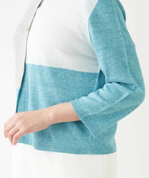Leilian PLUS HOUSE / レリアンプラスハウス カーディガン・ボレロ | カラーブロックカーディガン【HAND】 | 詳細8