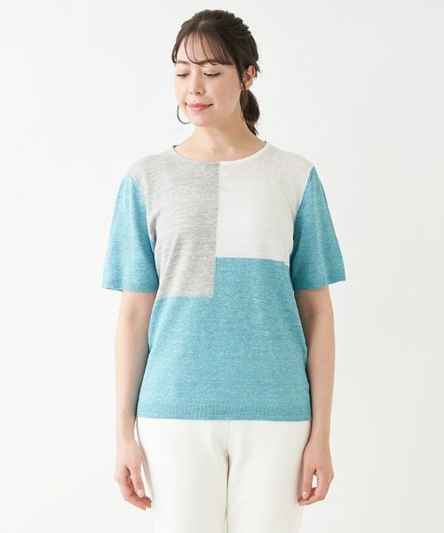 Leilian PLUS HOUSE / レリアンプラスハウス ニット・セーター | カラーブロックニット【HAND】 | 詳細4