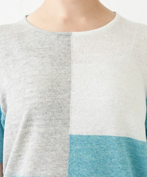 Leilian PLUS HOUSE / レリアンプラスハウス ニット・セーター | カラーブロックニット【HAND】 | 詳細7