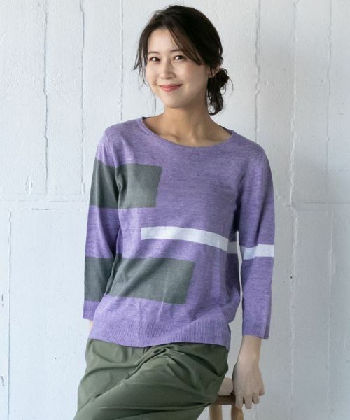 Leilian PLUS HOUSE / レリアンプラスハウス ニット・セーター | 配色デザインニット【HAND】 | 詳細11