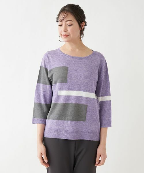Leilian PLUS HOUSE / レリアンプラスハウス ニット・セーター | 配色デザインニット【HAND】 | 詳細2