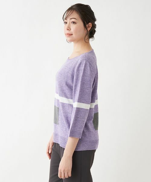 Leilian PLUS HOUSE / レリアンプラスハウス ニット・セーター | 配色デザインニット【HAND】 | 詳細3