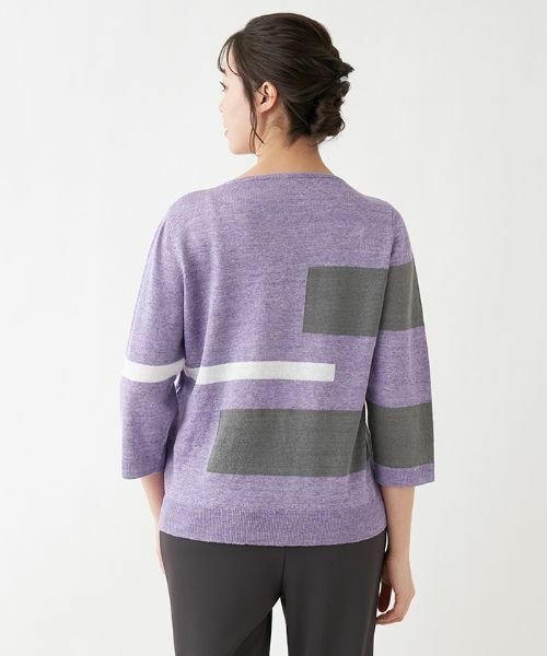 Leilian PLUS HOUSE / レリアンプラスハウス ニット・セーター | 配色デザインニット【HAND】 | 詳細4