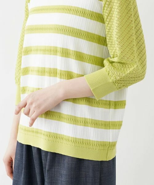 Leilian PLUS HOUSE / レリアンプラスハウス ニット・セーター | 7分袖ボーダーニットプルオーバー【ROCHAS Premiere】 | 詳細10