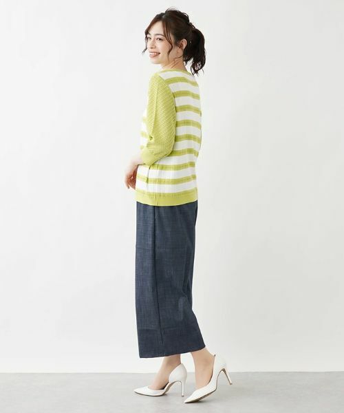 Leilian PLUS HOUSE / レリアンプラスハウス ニット・セーター | 7分袖ボーダーニットプルオーバー【ROCHAS Premiere】 | 詳細2