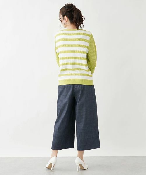 Leilian PLUS HOUSE / レリアンプラスハウス ニット・セーター | 7分袖ボーダーニットプルオーバー【ROCHAS Premiere】 | 詳細3