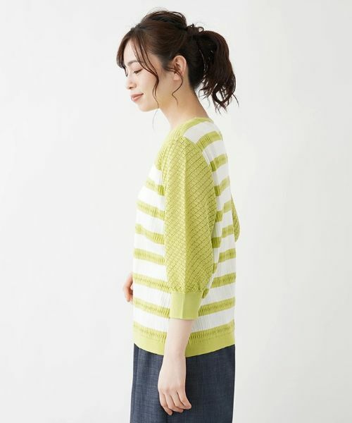 Leilian PLUS HOUSE / レリアンプラスハウス ニット・セーター | 7分袖ボーダーニットプルオーバー【ROCHAS Premiere】 | 詳細5