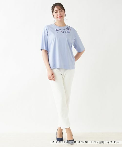 Leilian PLUS HOUSE / レリアンプラスハウス Tシャツ | 五分袖ロゴプリントＴシャツ【プラス企画】 | 詳細1