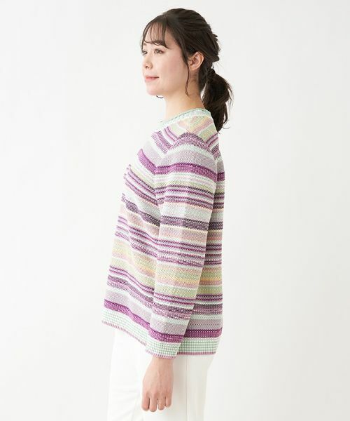 Leilian PLUS HOUSE / レリアンプラスハウス ニット・セーター | 長袖マルチボーダーニット【プラス企画】 | 詳細5