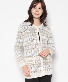 Leilian PLUS HOUSE / レリアンプラスハウス テーラードジャケット | レース切替ニットカーディガン【VITTORIO】