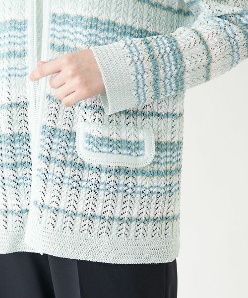 Leilian PLUS HOUSE / レリアンプラスハウス テーラードジャケット | レース切替ニットカーディガン【VITTORIO】 | 詳細8