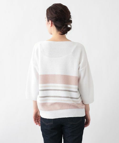 Leilian PLUS HOUSE / レリアンプラスハウス ニット・セーター | 配色ボーダーVネックニットプルオーバー【LE TRICOT PERUGIA】 | 詳細3