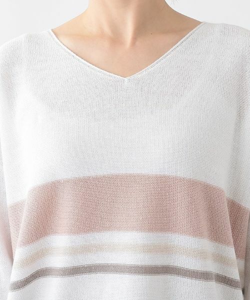 Leilian PLUS HOUSE / レリアンプラスハウス ニット・セーター | 配色ボーダーVネックニットプルオーバー【LE TRICOT PERUGIA】 | 詳細8