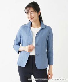 Leilian PLUS HOUSE / レリアンプラスハウス テーラードジャケット | 麻混オープンカラ—ジャケット【ROCHAS Premiere】