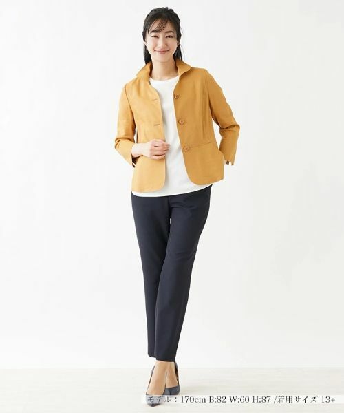 Leilian PLUS HOUSE / レリアンプラスハウス テーラードジャケット | 麻混オープンカラ—ジャケット【ROCHAS Premiere】 | 詳細1
