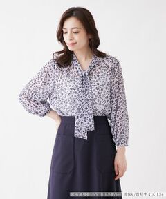 Leilian PLUS HOUSE / レリアンプラスハウス シャツ・ブラウス | 花柄ボウタイブラウス