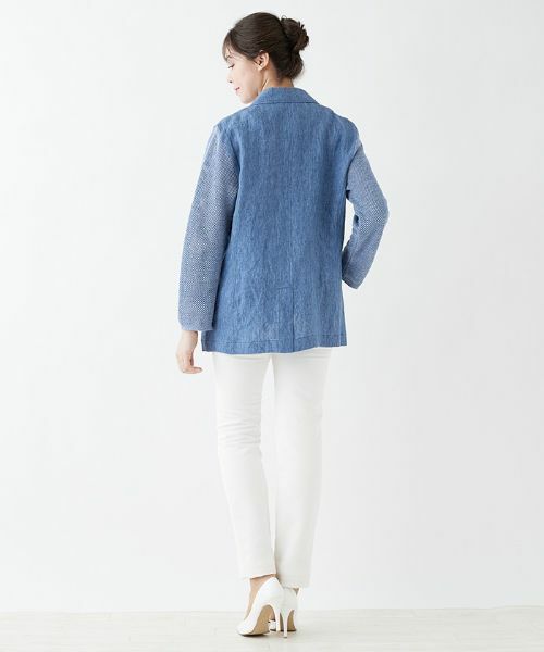 Leilian PLUS HOUSE / レリアンプラスハウス テーラードジャケット | リネンメッシュ切り替えブレザー | 詳細3