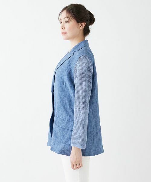 Leilian PLUS HOUSE / レリアンプラスハウス テーラードジャケット | リネンメッシュ切り替えブレザー | 詳細5