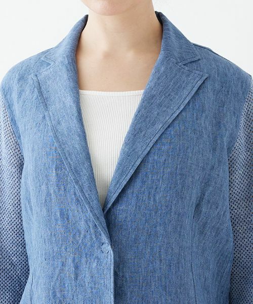 Leilian PLUS HOUSE / レリアンプラスハウス テーラードジャケット | リネンメッシュ切り替えブレザー | 詳細7