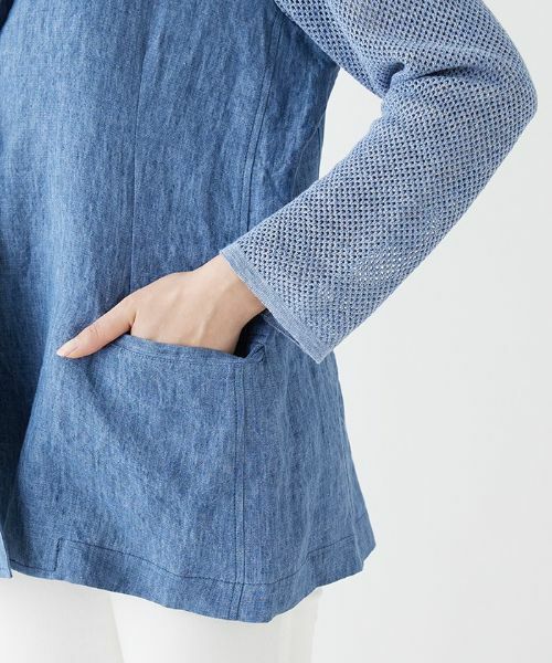 Leilian PLUS HOUSE / レリアンプラスハウス テーラードジャケット | リネンメッシュ切り替えブレザー | 詳細8