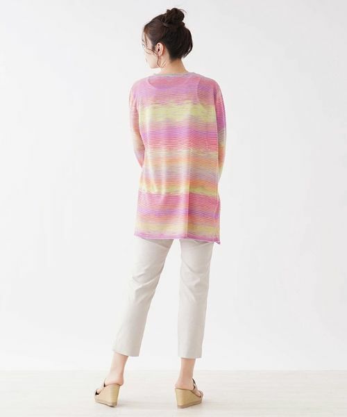 Leilian PLUS HOUSE / レリアンプラスハウス カーディガン・ボレロ | レインボーマルチストライプ柄カーディガン【FASHION SUITE】 | 詳細4