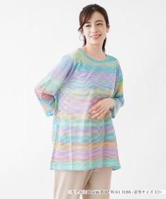 Leilian PLUS HOUSE / レリアンプラスハウス ニット・セーター | レインボーマルチボーダー柄ニット【FASHION SUITE】