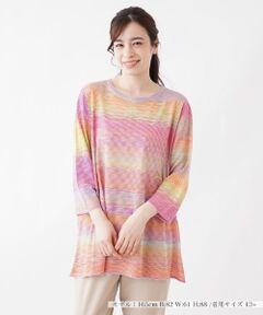 Leilian PLUS HOUSE / レリアンプラスハウス ニット・セーター | レインボーマルチボーダー柄ニット【FASHION SUITE】