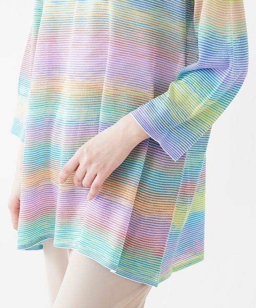 Leilian PLUS HOUSE / レリアンプラスハウス ニット・セーター | レインボーマルチボーダー柄ニット【FASHION SUITE】 | 詳細12
