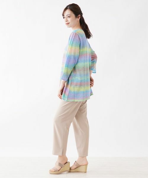 Leilian PLUS HOUSE / レリアンプラスハウス ニット・セーター | レインボーマルチボーダー柄ニット【FASHION SUITE】 | 詳細3