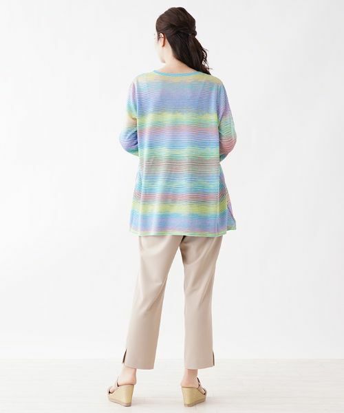 Leilian PLUS HOUSE / レリアンプラスハウス ニット・セーター | レインボーマルチボーダー柄ニット【FASHION SUITE】 | 詳細4