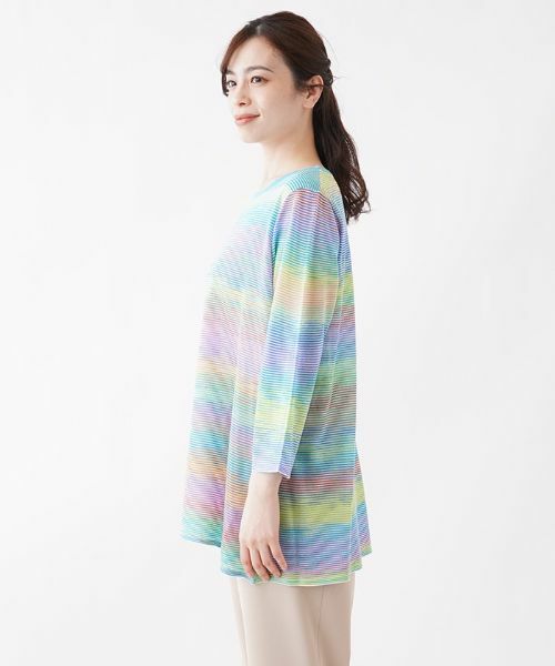 Leilian PLUS HOUSE / レリアンプラスハウス ニット・セーター | レインボーマルチボーダー柄ニット【FASHION SUITE】 | 詳細7