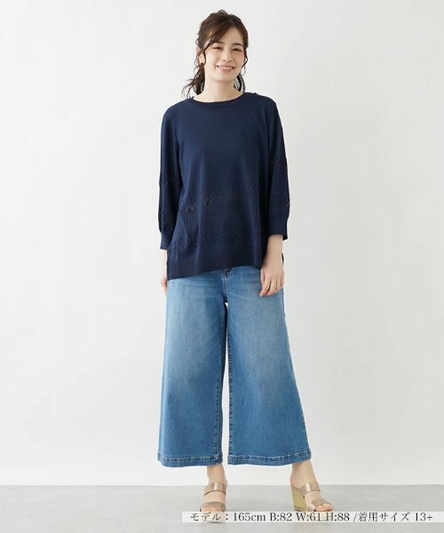 Leilian PLUS HOUSE / レリアンプラスハウス ニット・セーター | 透かし編みニットプルオーバー【FASHION SUITE】 | 詳細1