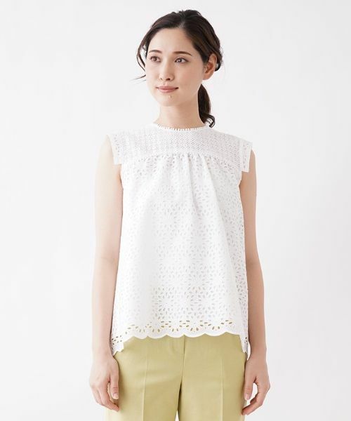 Leilian PLUS HOUSE / レリアンプラスハウス シャツ・ブラウス | カットレースのノースリーブブラウス | 詳細4